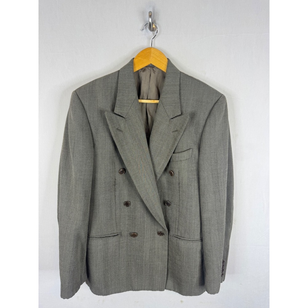 Valentino Uomo Vintage Mens Grey Double Breasted Wool Blazer Jacket Men 38R